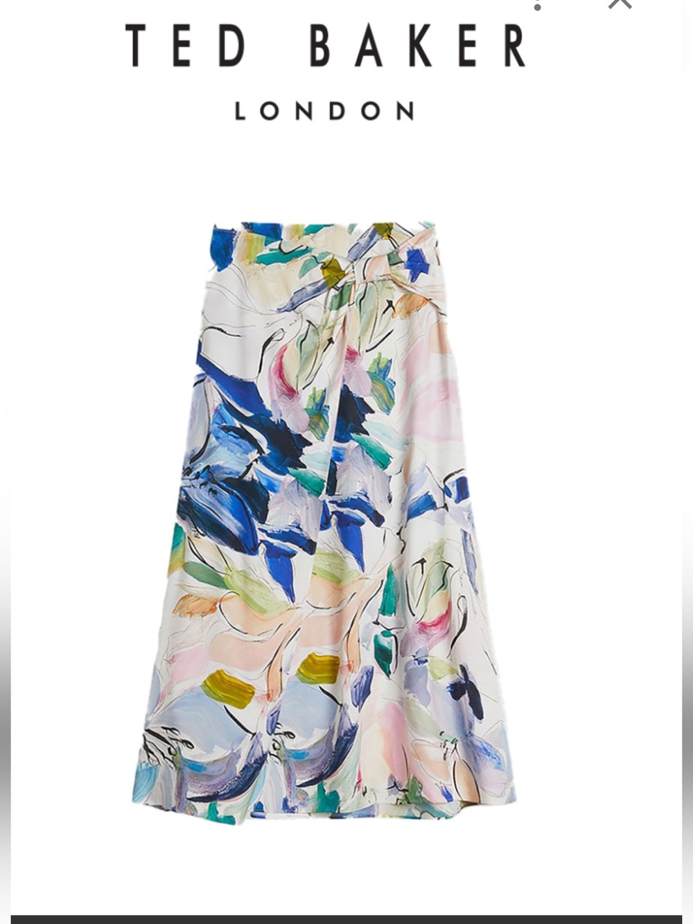 Ted Baker Floral Printed Asymmetric Twist Slip Wrap Skirt. Size 4 US. EUC